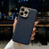 iPhone 13 Genuine Leather Luolai Series Nano Electroplating Phone Case - Dark Blue