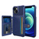 iPhone 13 Magnetic Wallet Card Bag Leather Case - Navy Blue