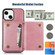 iPhone 13 Three-fold RFID Leather Phone Case with Lanyard - Rose Gold