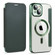 iPhone 13 MagSafe Magnetic RFID Anti-theft Leather Phone Case - Dark Green