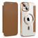 iPhone 13 MagSafe Magnetic RFID Anti-theft Leather Phone Case - Brown