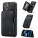 iPhone 13 CaseMe C20 Multifunctional PC + TPU Protective Case with Holder & Card Slot & Wallet - Black