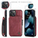 iPhone 13 CaseMe C20 Multifunctional PC + TPU Protective Case with Holder & Card Slot & Wallet - Red