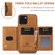 iPhone 13 DG.MING M2 Series 3-Fold Card Bag Shockproof Case with Wallet & Holder Function - Brown