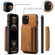 iPhone 13 DG.MING M2 Series 3-Fold Card Bag Shockproof Case with Wallet & Holder Function - Brown