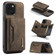 iPhone 13 DG.MING M2 Series 3-Fold Card Bag Shockproof Case with Wallet & Holder Function - Coffee