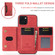 iPhone 13 DG.MING M2 Series 3-Fold Card Bag Shockproof Case with Wallet & Holder Function - Red