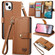 iPhone 13 Love Zipper Lanyard Leather Phone Case - Brown