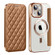 iPhone 13 Shield Magsafe RFID Anti-theft Rhombus Leather Phone Case - Brown