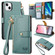 iPhone 13 Love Zipper Lanyard Leather Phone Case - Green