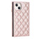 iPhone 13 Grid Texture Lanyard Zipper Leather Phone Case - Rose Gold