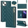 iPhone 13 Grid Texture Lanyard Zipper Leather Phone Case - Green