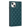 iPhone 13 Grid Texture Lanyard Zipper Leather Phone Case - Green