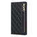 iPhone 13 Grid Texture Lanyard Zipper Leather Phone Case - Black
