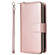 iPhone 13 9 Card Slots Zipper Wallet Bag Leather Phone Case - Rose Gold
