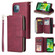 iPhone 13 9 Card Slots Zipper Wallet Bag Leather Phone Case - Wine Red