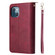 iPhone 13 9 Card Slots Zipper Wallet Bag Leather Phone Case - Wine Red