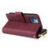 iPhone 13 9 Card Slots Zipper Wallet Bag Leather Phone Case - Wine Red