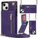 iPhone 13 Cross-body Zipper Square Phone Case with Holder - Purple