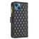 iPhone 13 Diamond Lattice Zipper Wallet Leather Flip Phone Case - Black