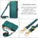 iPhone 13 Geometric Zipper Wallet Side Buckle Leather Phone Case with Crossbody Lanyard - Green