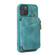 iPhone 13 Zipper Card Bag Back Cover Phone Case - Turquoise