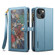 iPhone 13 ESEBLE Star Series Lanyard Zipper Wallet RFID Leather Case - Blue