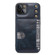 iPhone 13 Denior Oil Wax Cowhide Card Slot Phone Case - Blue