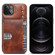 iPhone 13 Denior Oil Wax Cowhide Card Slot Phone Case - Brown