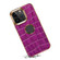 iPhone 13 Denior Crocodile Texture Genuine Leather Electroplating Phone Case - Purple