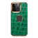 iPhone 13 Denior Crocodile Texture Genuine Leather Electroplating Phone Case - Green