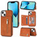 iPhone 13 Zipper Card Holder Phone Case - Brown