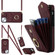 iPhone 13 Rhombic Texture Card Bag Phone Case with Long Lanyard - Wine Red