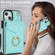 iPhone 13 Rhombic Texture Card Bag Phone Case with Long Lanyard - Mint Green