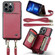 iPhone 13 Pro JEEHOOD C22 Series Zipper Wallet Leather Phone Case with Dual Lanyard - Red