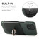 iPhone 13 Fierre Shann Oil Wax Texture Genuine Leather Back Cover Case with 360 Degree Rotation Holder & Card Slot - Black