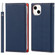 iPhone 13 Litchi Texture Genuine Leather Phone Case With Lanyard & Holder & Card Slots & Wallet - Dark Blue