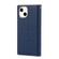 iPhone 13 Litchi Texture Genuine Leather Phone Case With Lanyard & Holder & Card Slots & Wallet - Dark Blue