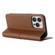 iPhone 13 GEBEI Top-grain Leather Horizontal Flip Protective Case with Holder & Card Slots & Wallet & Photo Frame - Brown