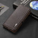 iPhone 13 KHAZNEH Side-Magnetic Litchi Genuine Leather RFID Case - Brown