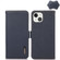 iPhone 13 KHAZNEH Side-Magnetic Litchi Genuine Leather RFID Case - Blue