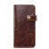iPhone 13 Denior Oil Wax Cowhide DK Magnetic Button Leather Phone Case - Brown