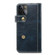 iPhone 13 Denior Oil Wax Cowhide DK Magnetic Button Leather Phone Case - Dark Blue