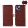 iPhone 13 Crazy Horse Top Layer Cowhide Leather Phone Case - Brown