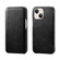 iPhone 13 ICARER First Layer Cowhide Horizontal Flip Phone Case - Black