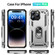 iPhone 15 Pro Max Shockproof TPU + PC Phone Case with Holder - Silver