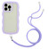 iPhone 15 Pro Max Lanyard Candy Color Wave TPU Clear PC Phone Case - Purple