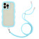 iPhone 15 Pro Max Lanyard Candy Color Wave TPU Clear PC Phone Case - Blue