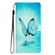 iPhone 15 Pro Max Colored Drawing Leather Phone Case - Blue Butterfly