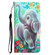 iPhone 15 Pro Max Colored Drawing Leather Phone Case - Elephant